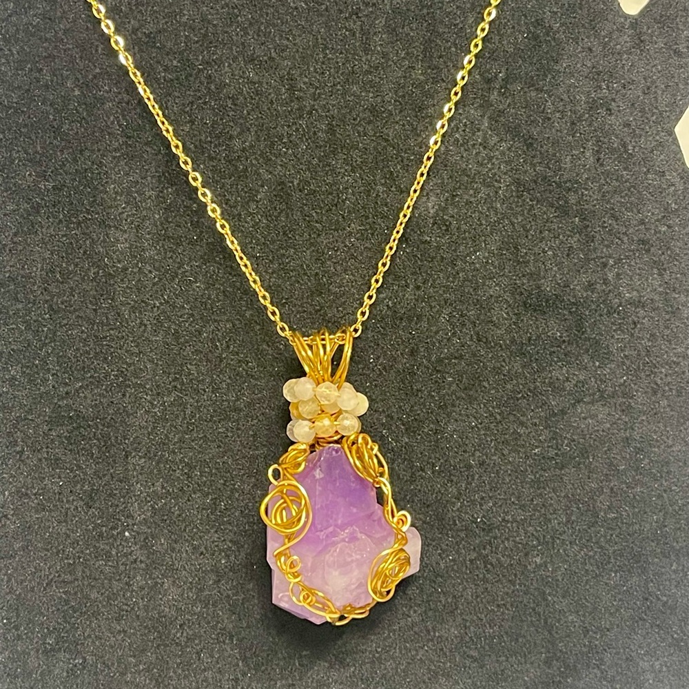 Natural Amethyst and faceted Quartz Accents Necklace